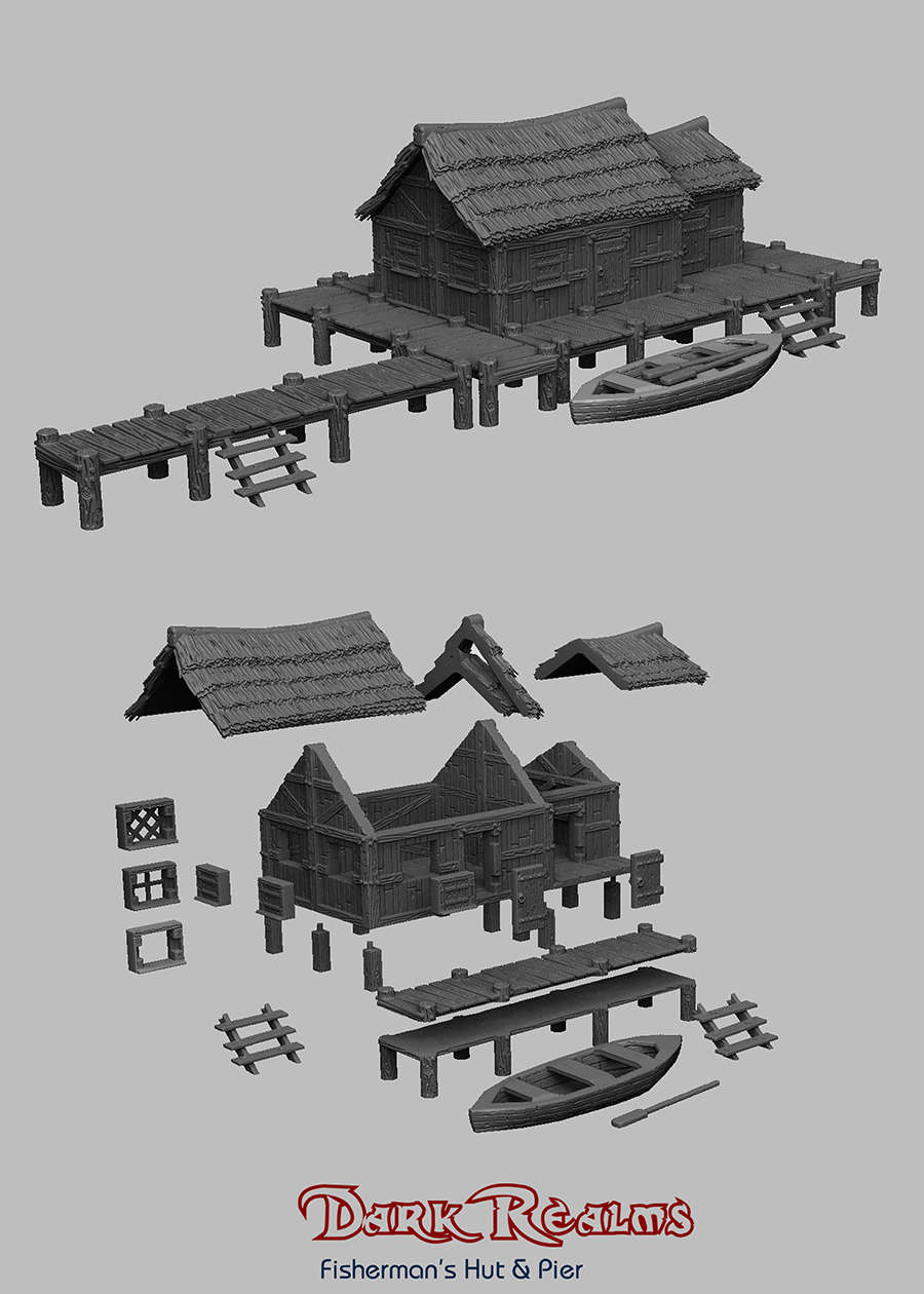 Medieval Scenery - Fishermans Hut & Pier